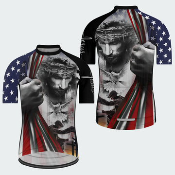 Men’s American Pride Faith Over Fear Christian Patriotic Cycling Jersey