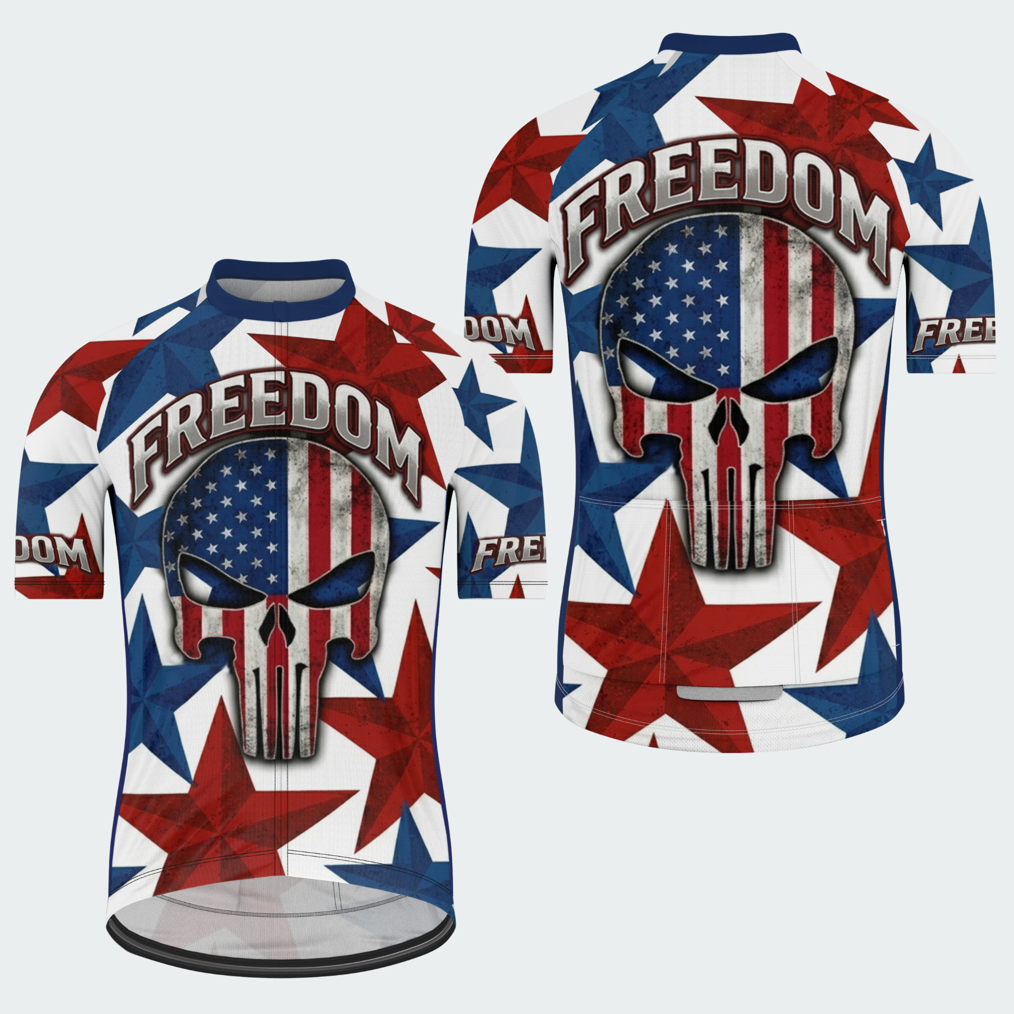Men’s American Pride Freedom Skull USA Flag Regular Fit Cycling Kit