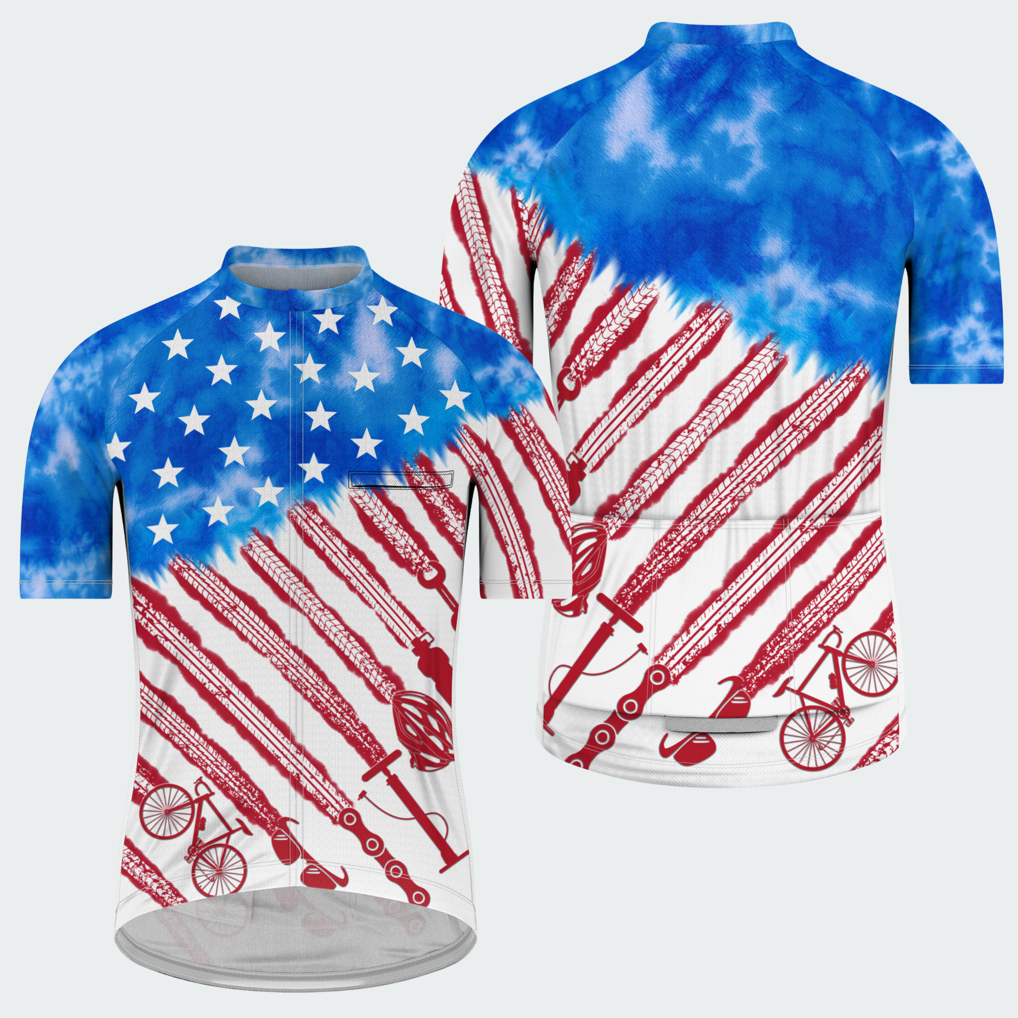 Men's American Pride Tie Dye Patriotic American Flag Regular Fit Cycling Kit