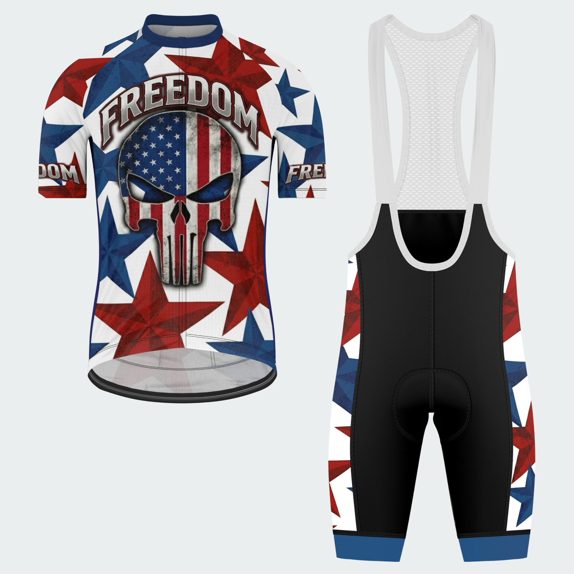 Men’s American Pride Freedom Skull USA Flag Regular Fit Cycling Kit