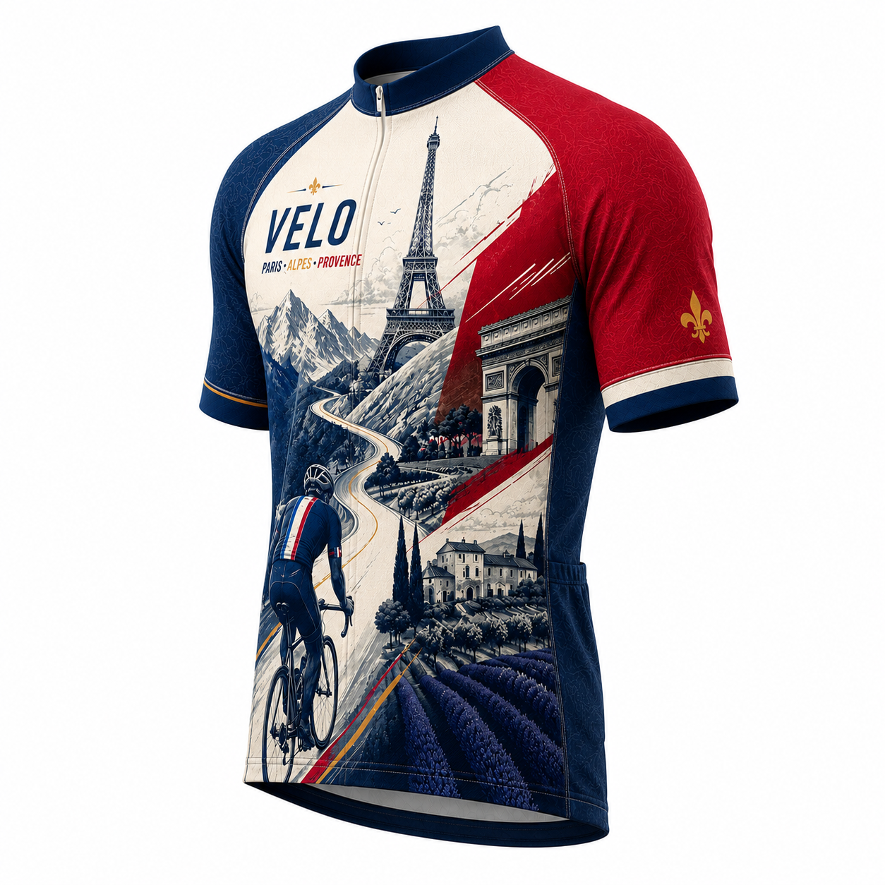 Men & Women Tour de France Inspired Cycling Jersey Kit, French Velo Bike