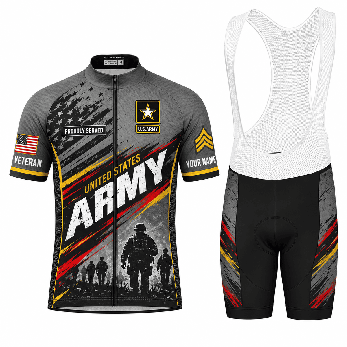 Personalized U.S. Army Veteran Cycling Kit – Custom Rank & Name