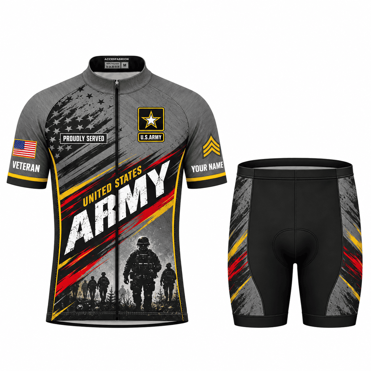 Personalized U.S. Army Veteran Cycling Kit – Custom Rank & Name