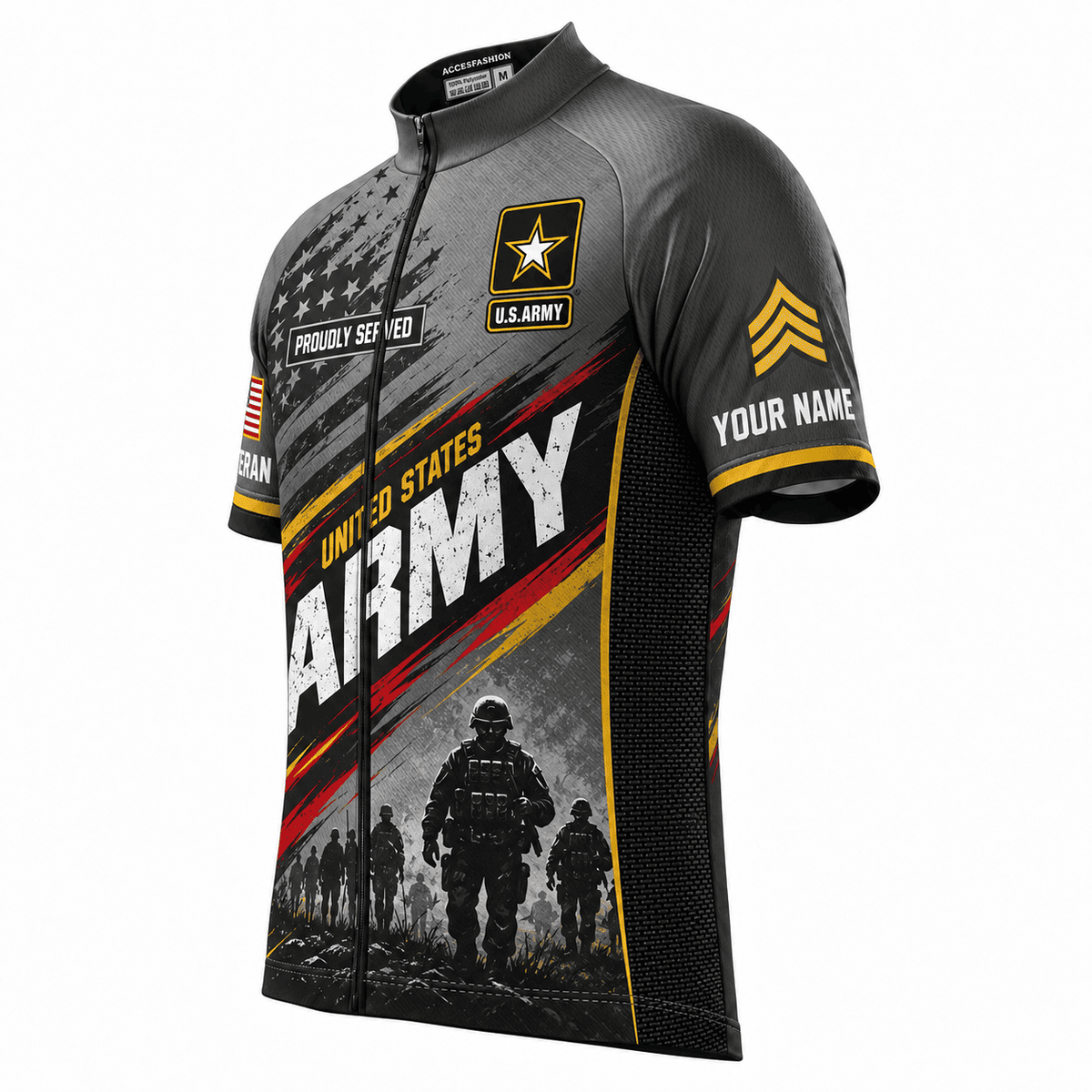 Personalized U.S. Army Veteran Cycling Kit – Custom Rank & Name