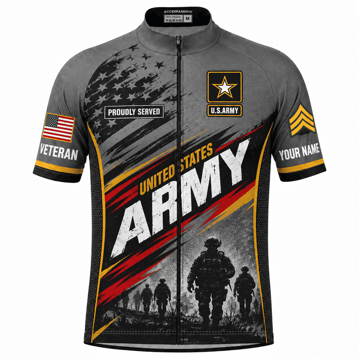 Personalized U.S. Army Veteran Cycling Kit – Custom Rank & Name