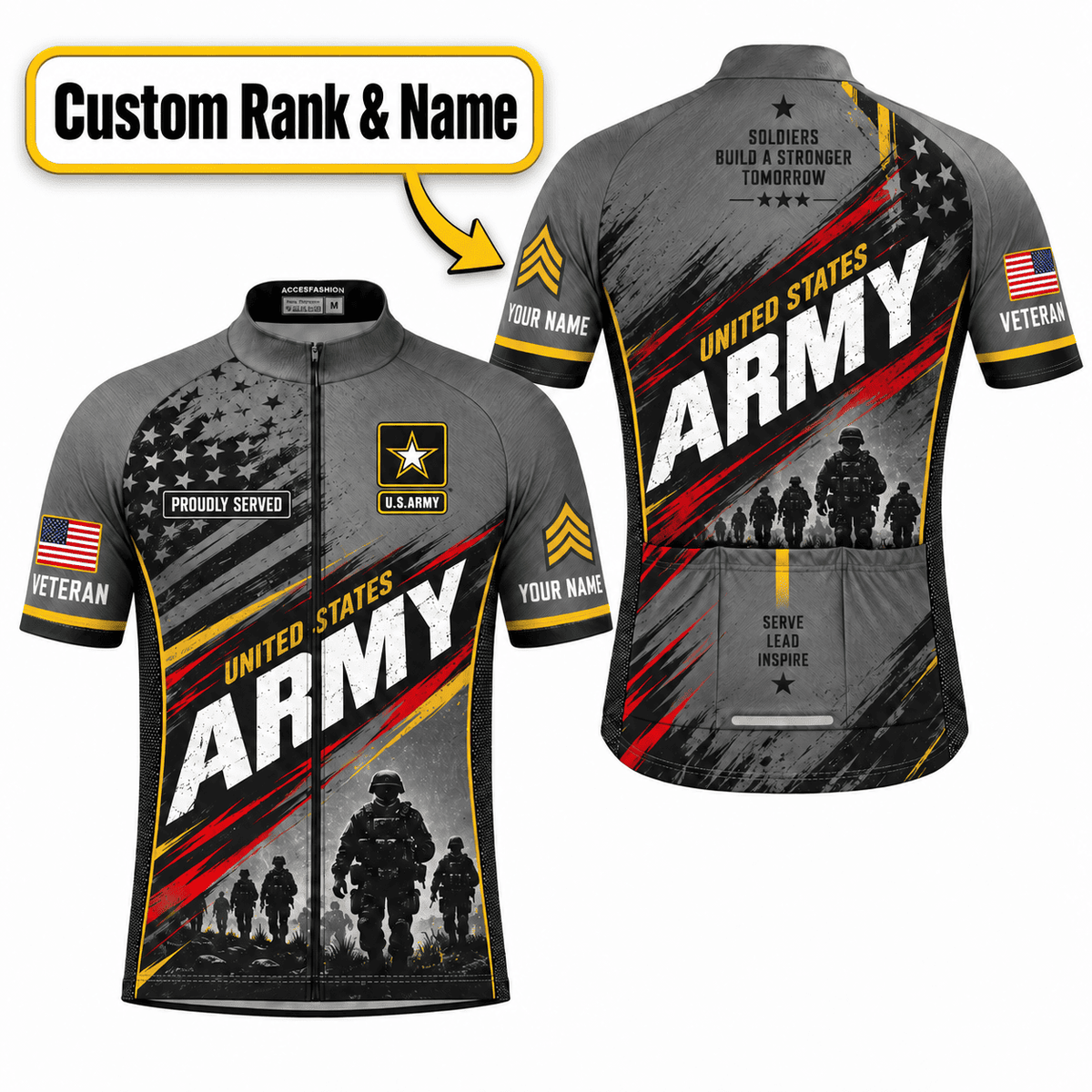 Personalized U.S. Army Veteran Cycling Kit – Custom Rank & Name