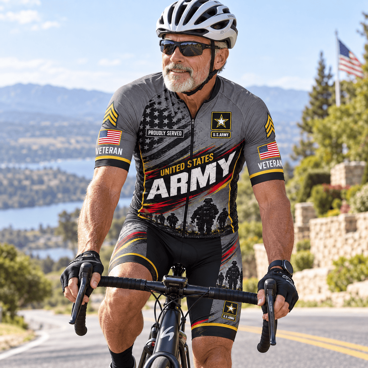 Personalized U.S. Army Veteran Cycling Kit – Custom Rank & Name