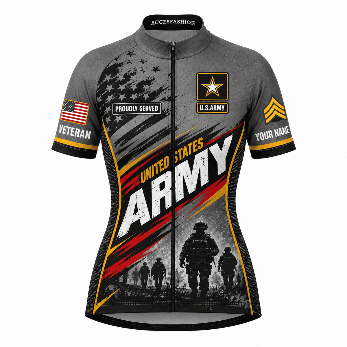 Personalized U.S. Army Veteran Cycling Kit – Custom Rank & Name