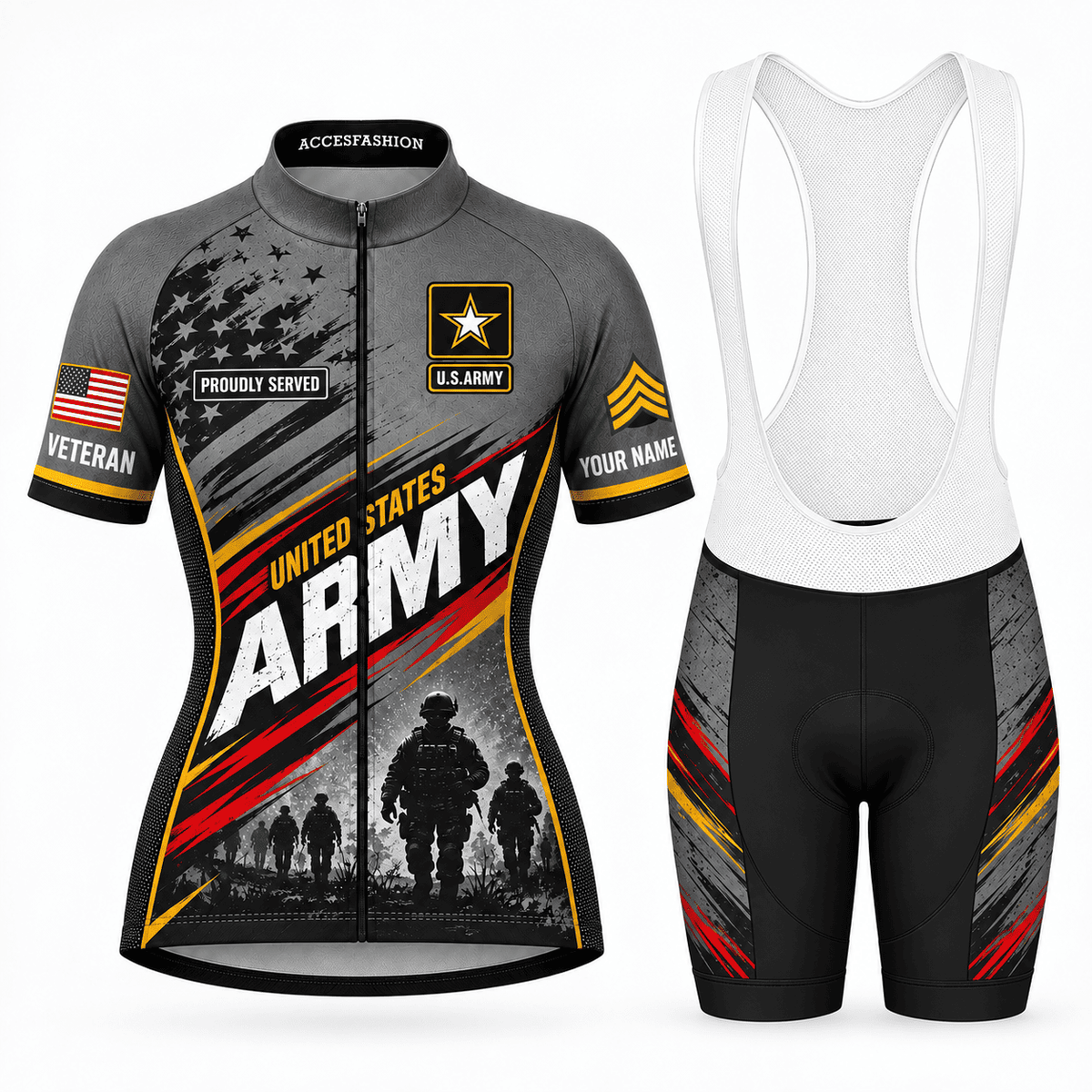 Personalized U.S. Army Veteran Cycling Kit – Custom Rank & Name