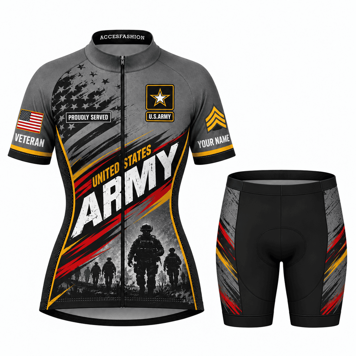 Personalized U.S. Army Veteran Cycling Kit – Custom Rank & Name