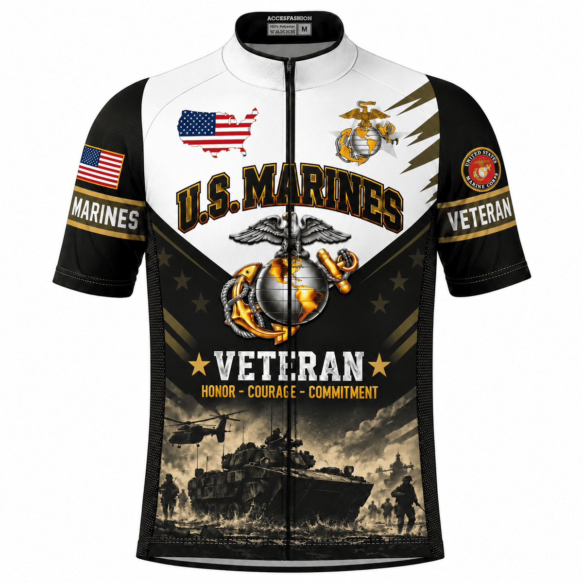 U.S. Marines Veteran Cycling Kit – Honor Courage Commitment Jersey & Shorts