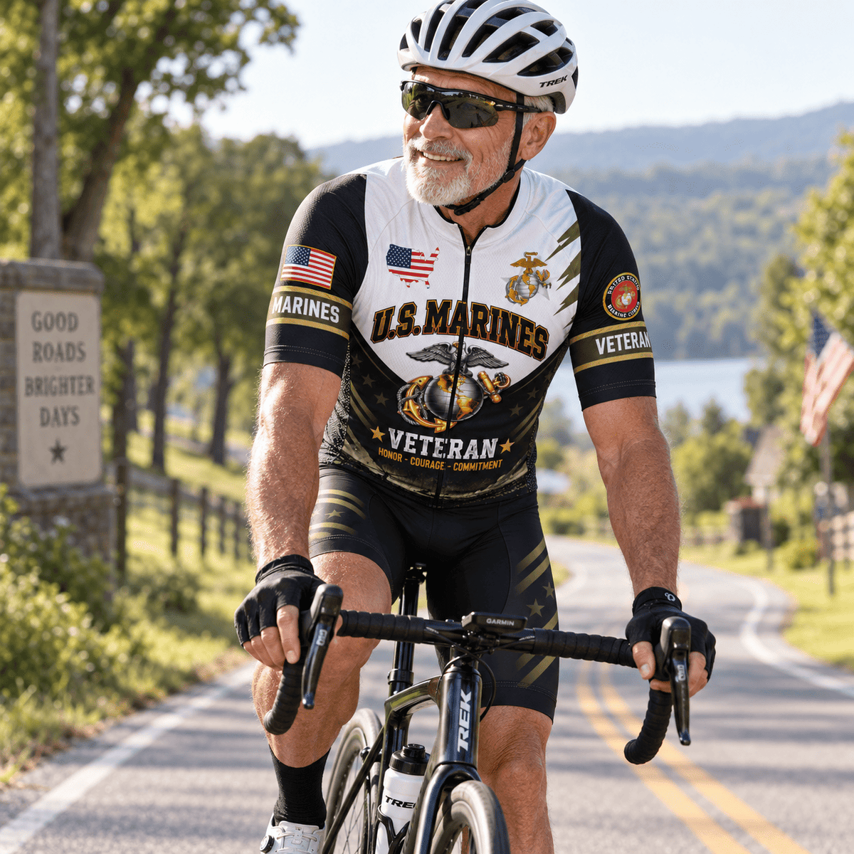 U.S. Marines Veteran Cycling Kit – Honor Courage Commitment Jersey & Shorts