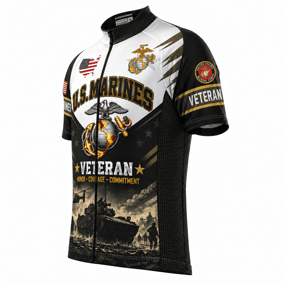 U.S. Marines Veteran Cycling Kit – Honor Courage Commitment Jersey & Shorts