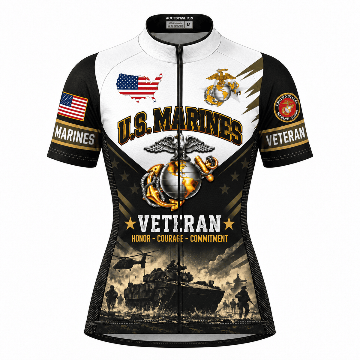 U.S. Marines Veteran Cycling Kit – Honor Courage Commitment Jersey & Shorts