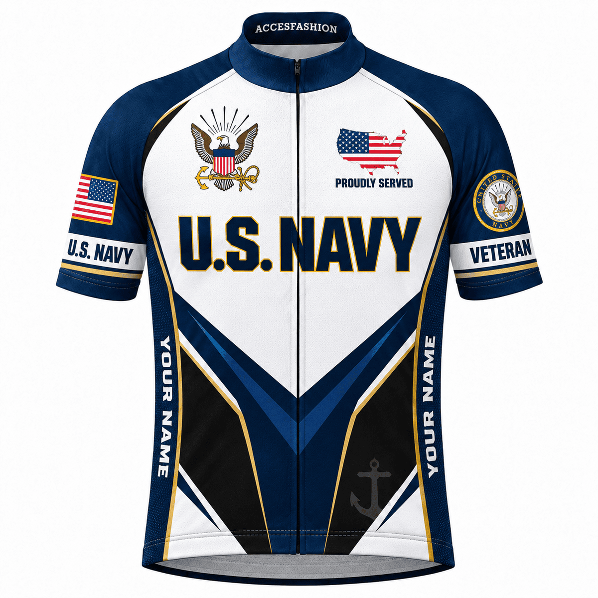 U.S. Navy Veteran Personalized Cycling Kit – Custom Name Side Panels