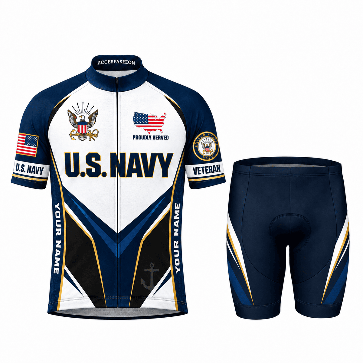 U.S. Navy Veteran Personalized Cycling Kit – Custom Name Side Panels