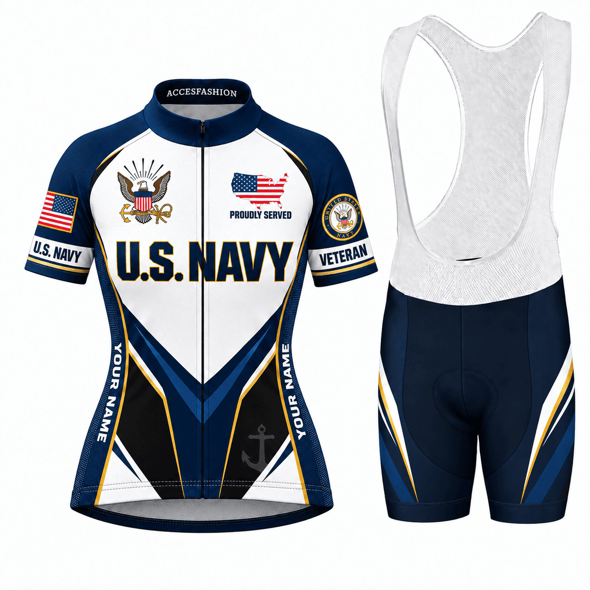 U.S. Navy Veteran Personalized Cycling Kit – Custom Name Side Panels