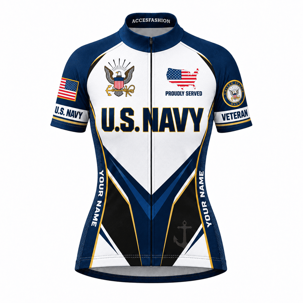U.S. Navy Veteran Personalized Cycling Kit – Custom Name Side Panels