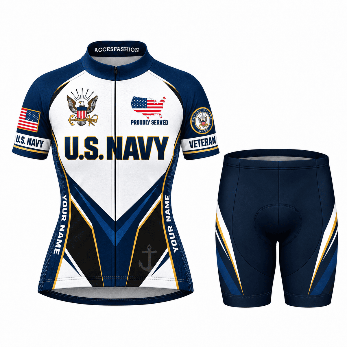 U.S. Navy Veteran Personalized Cycling Kit – Custom Name Side Panels