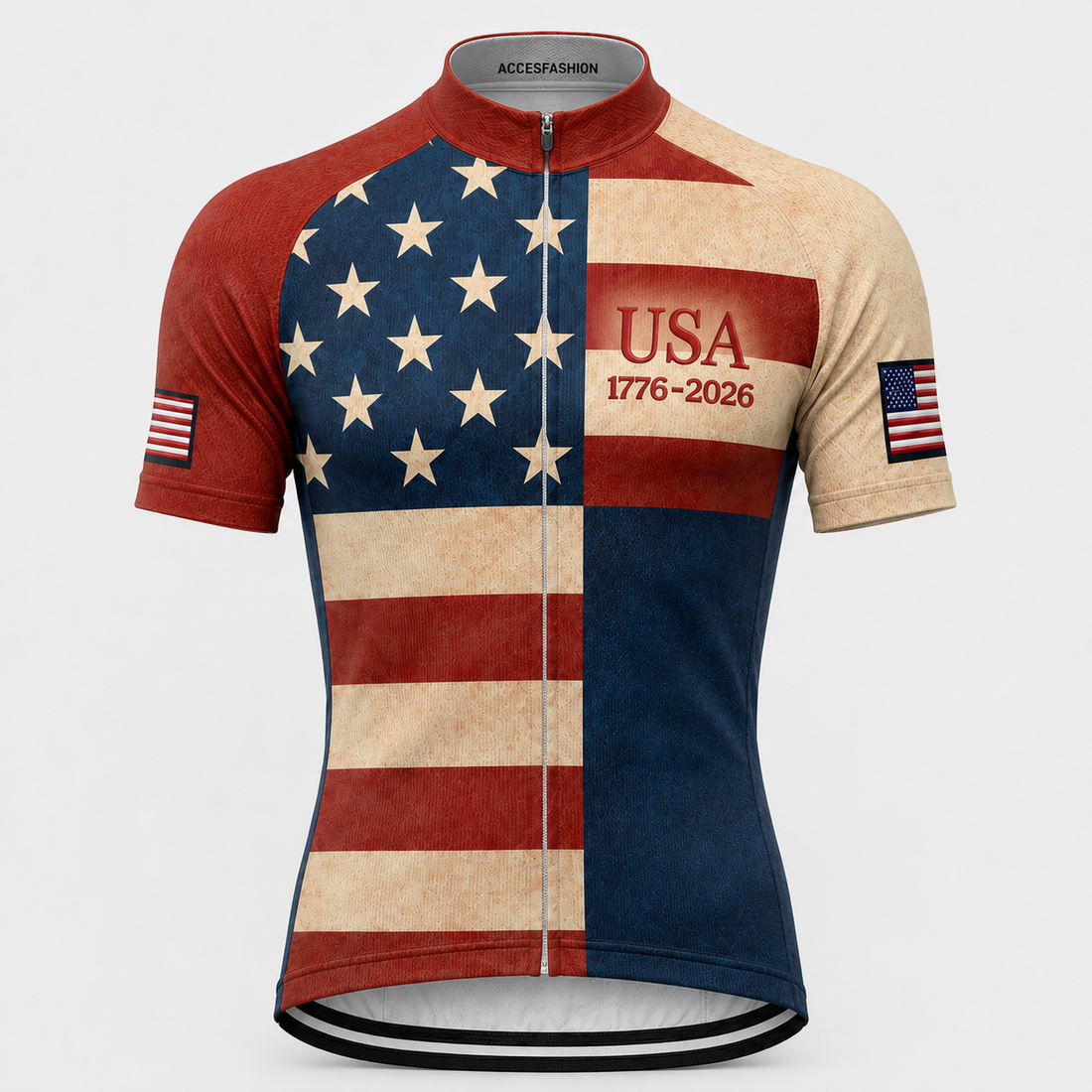Men’s USA 250th Anniversary Cycling Jersey – Patriotic American Flag Design