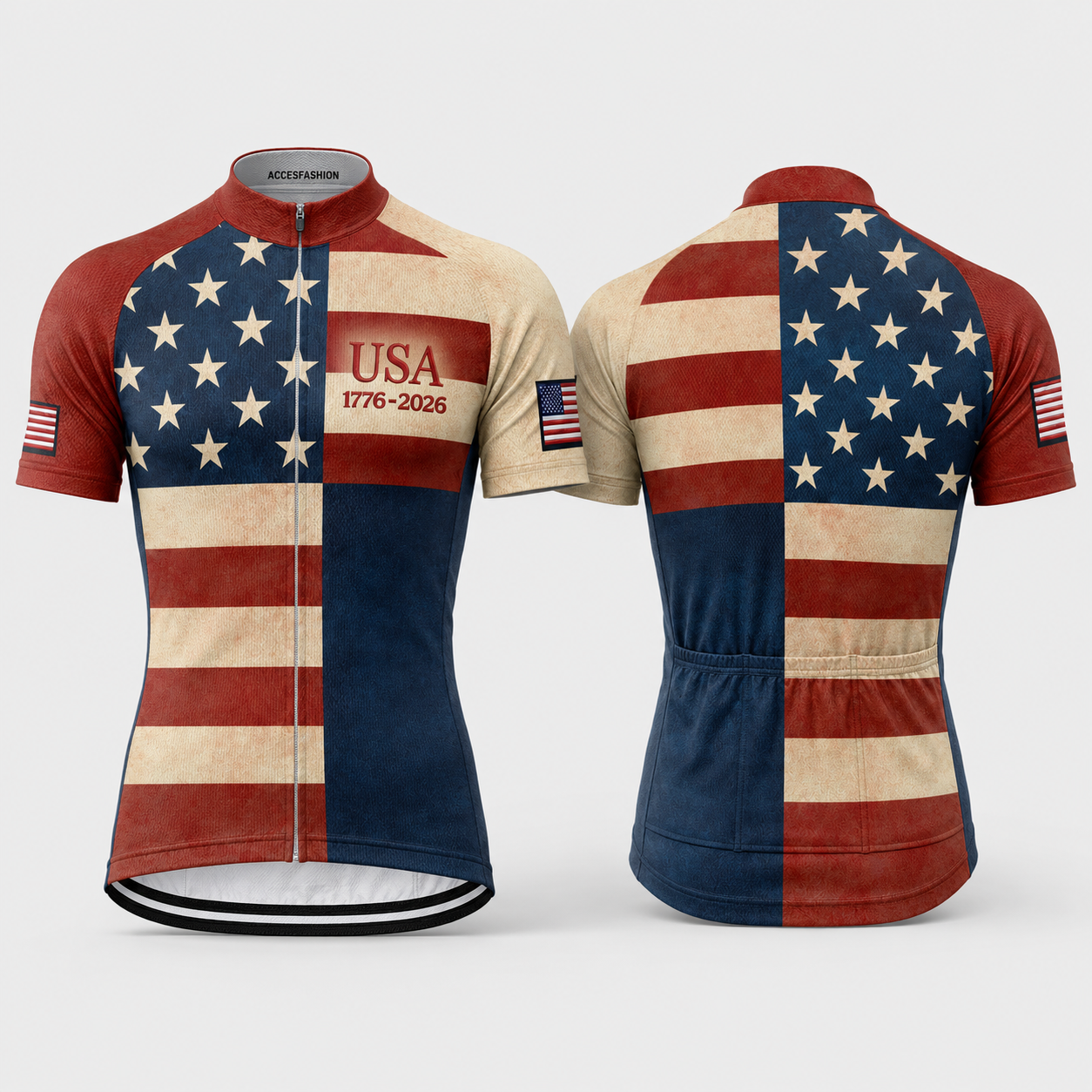 Men’s USA 250th Anniversary Cycling Jersey – Patriotic American Flag Design