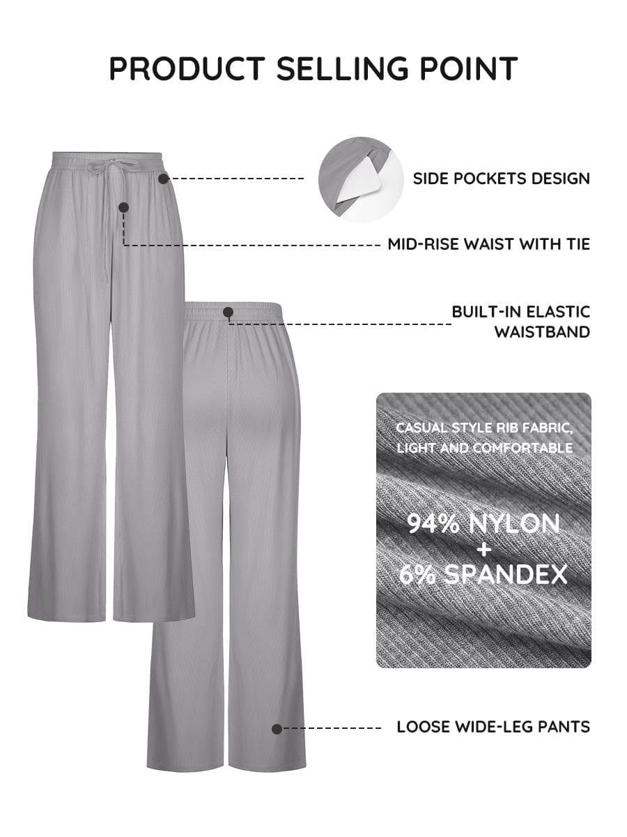 Modal Ribbed Wide Leg Lounge Pants