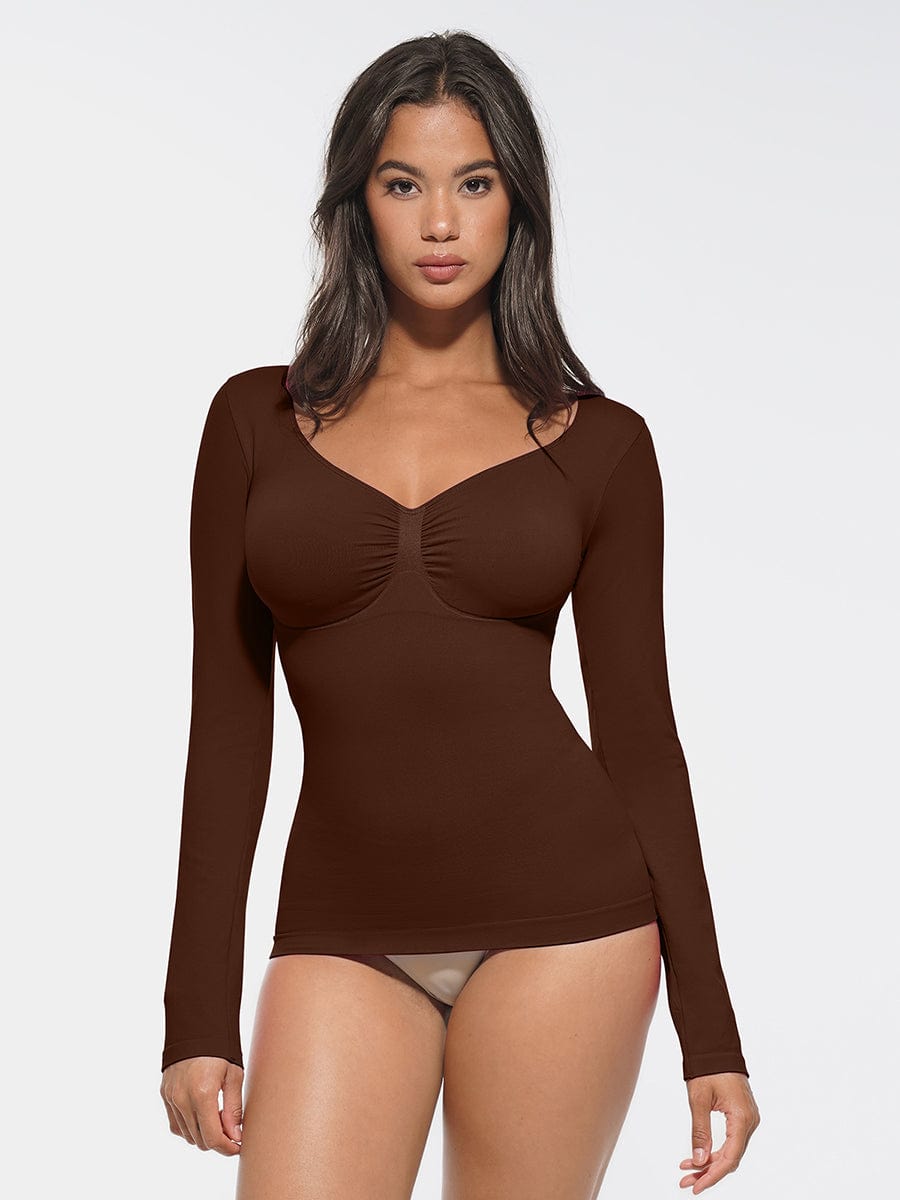Seamless Diamond Neck Bust Support Waist and Tummy Control Shaping Top