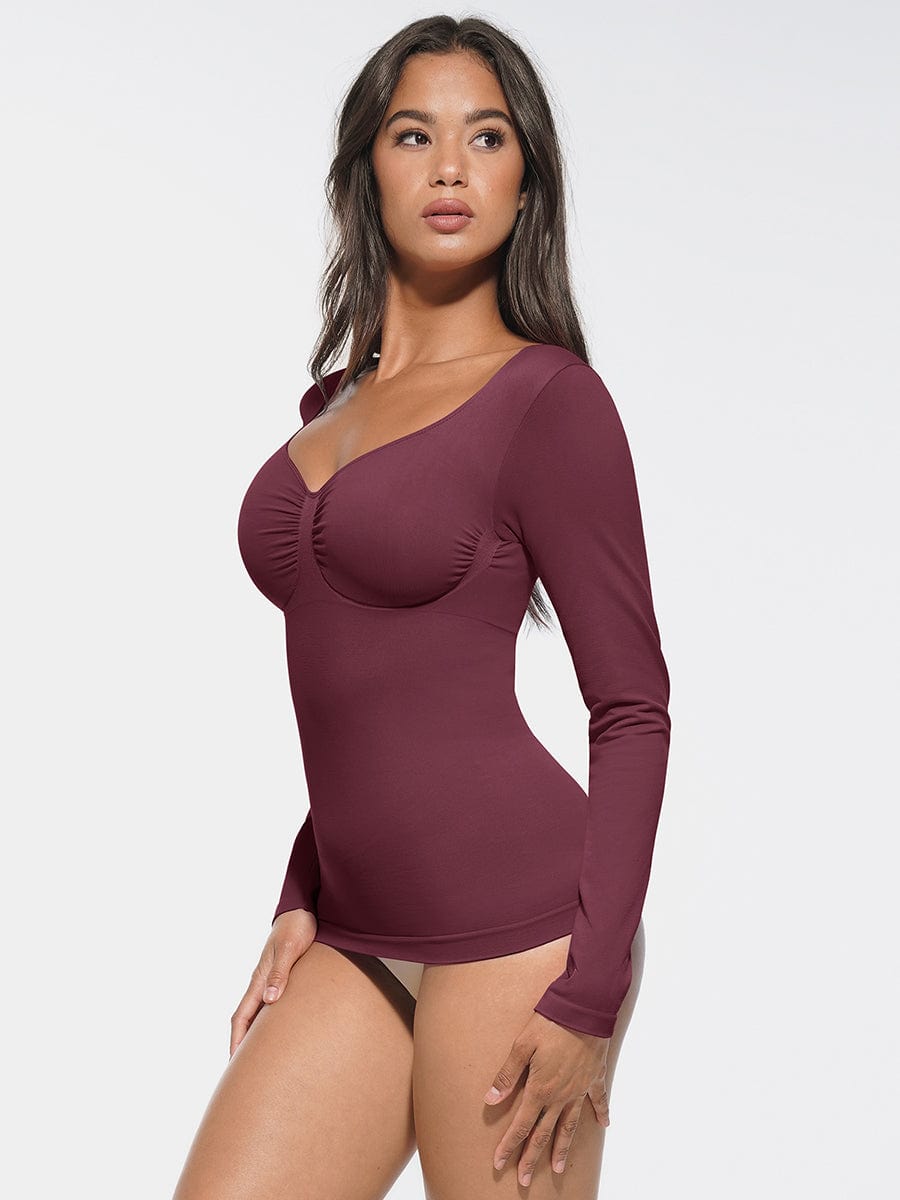 Seamless Diamond Neck Bust Support Waist and Tummy Control Shaping Top