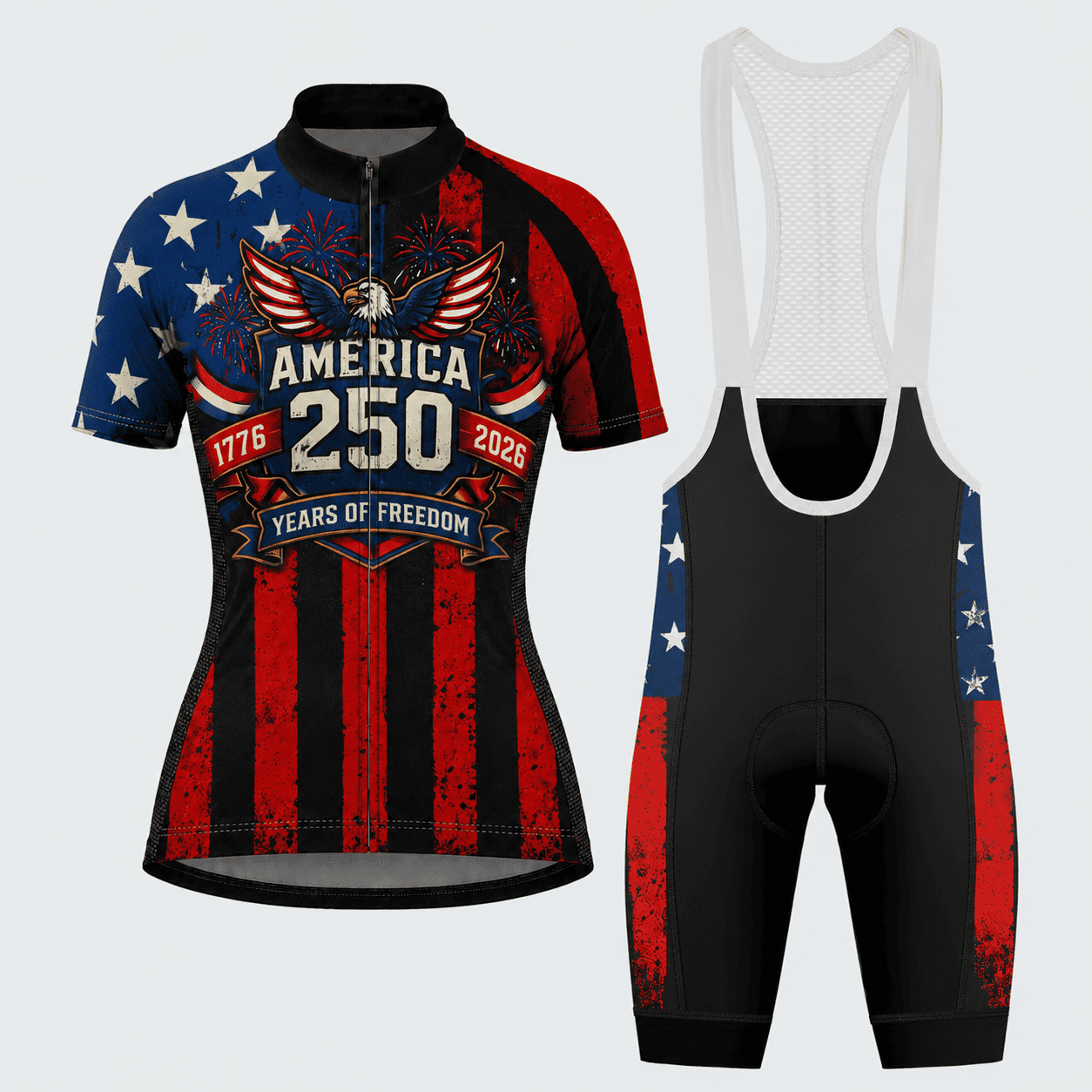 American Pride USA 250 Freedom Eagle Fireworks Regular Fit Cycling Kit