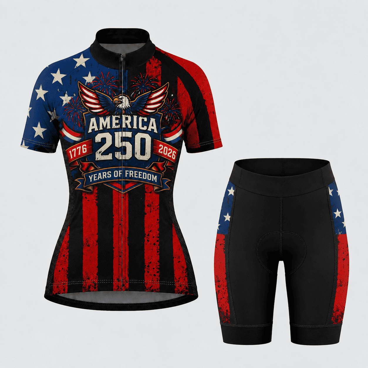 American Pride USA 250 Freedom Eagle Fireworks Regular Fit Cycling Kit