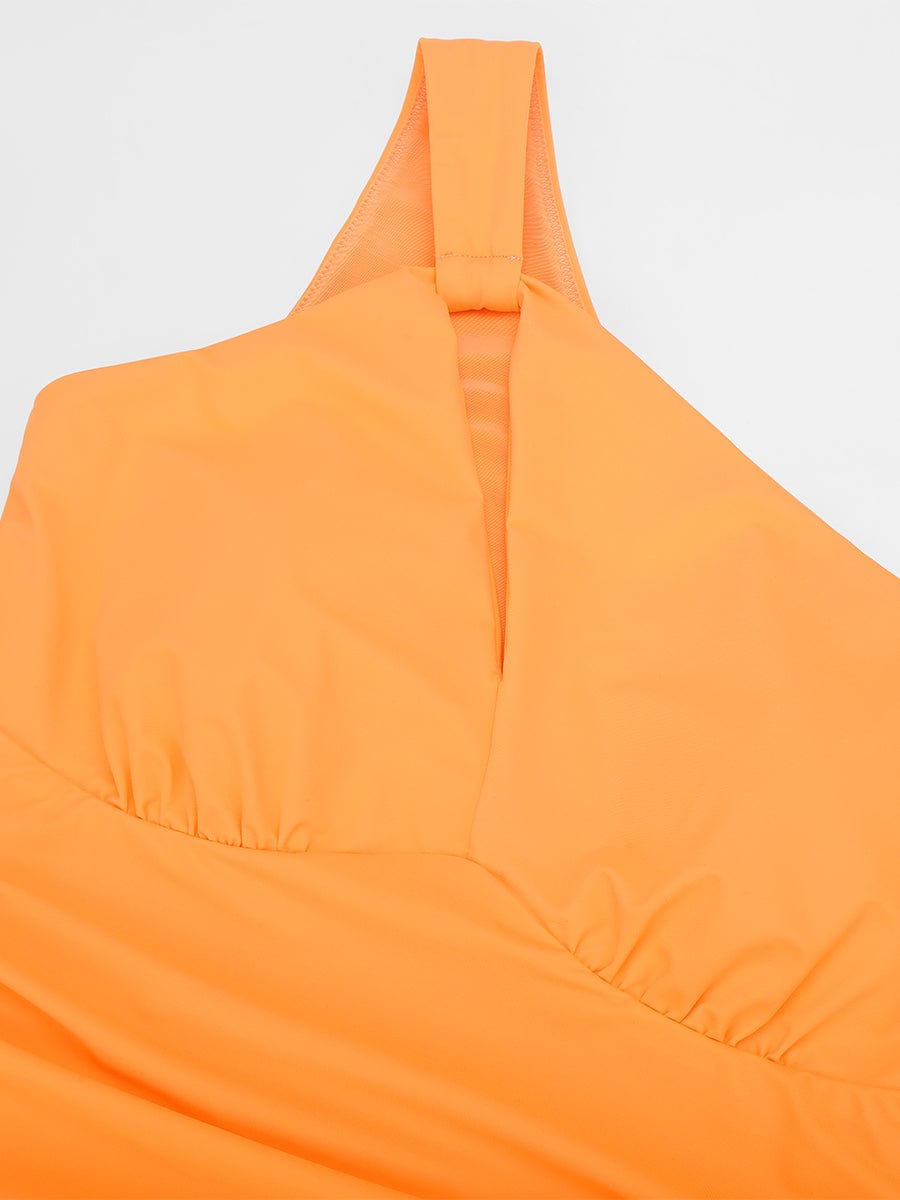 One Shoulder One Piece Ruched Support Chest Swimwear