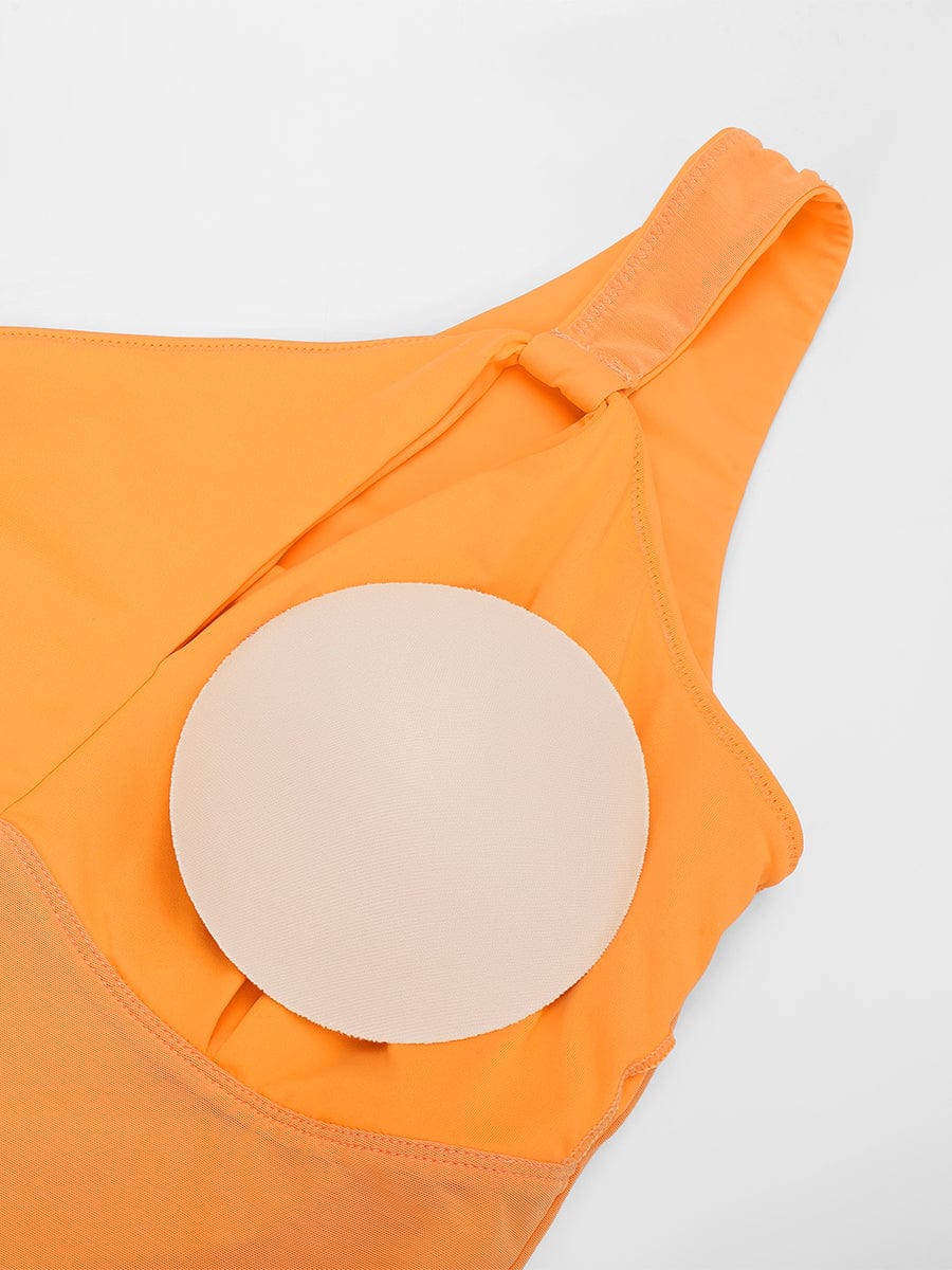 One Shoulder One Piece Ruched Support Chest Swimwear