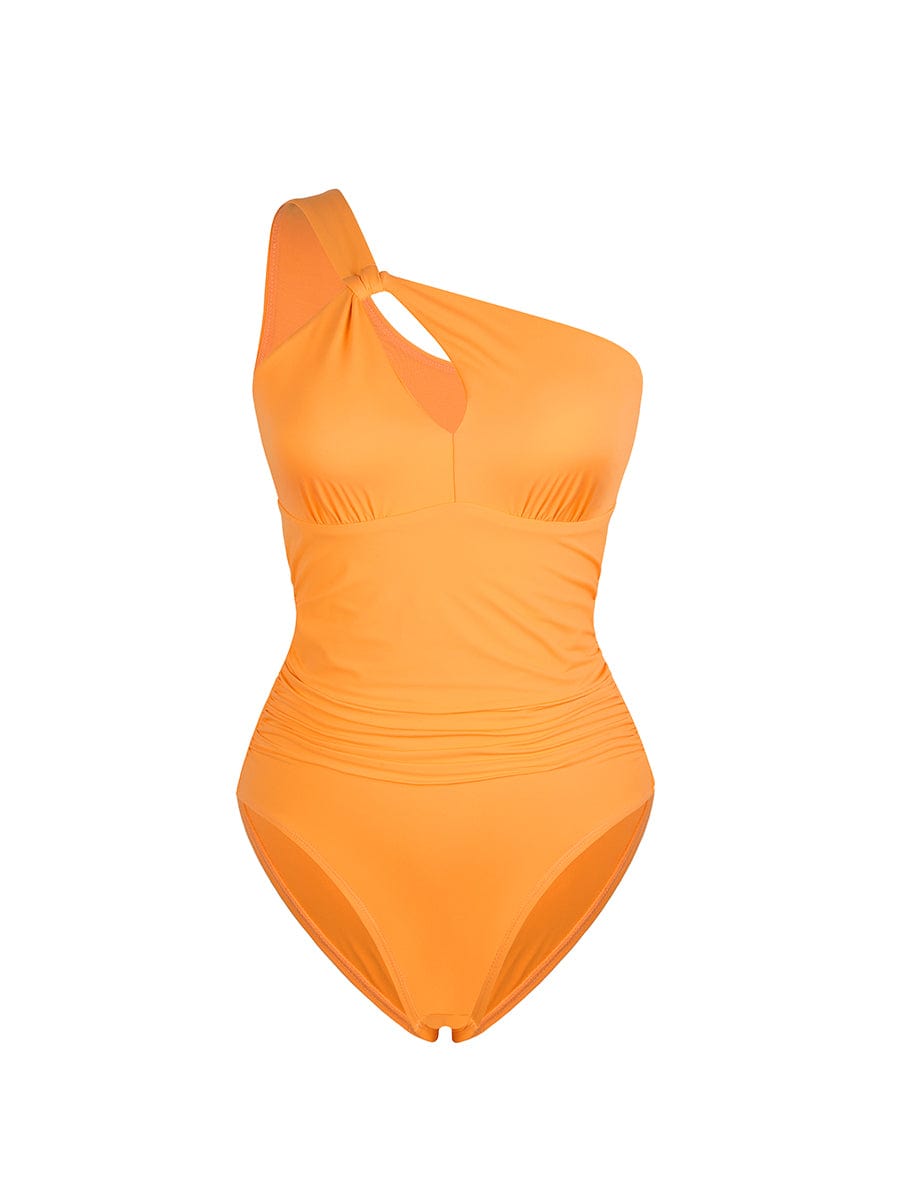 One Shoulder One Piece Ruched Support Chest Swimwear