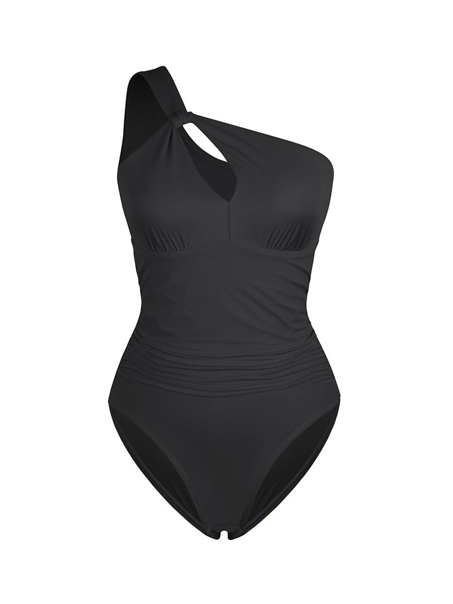 One Shoulder One Piece Ruched Support Chest Swimwear