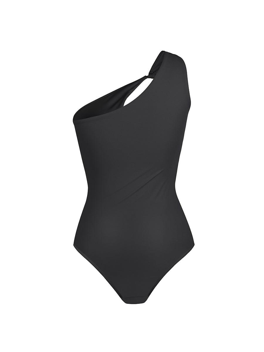 One Shoulder One Piece Ruched Support Chest Swimwear