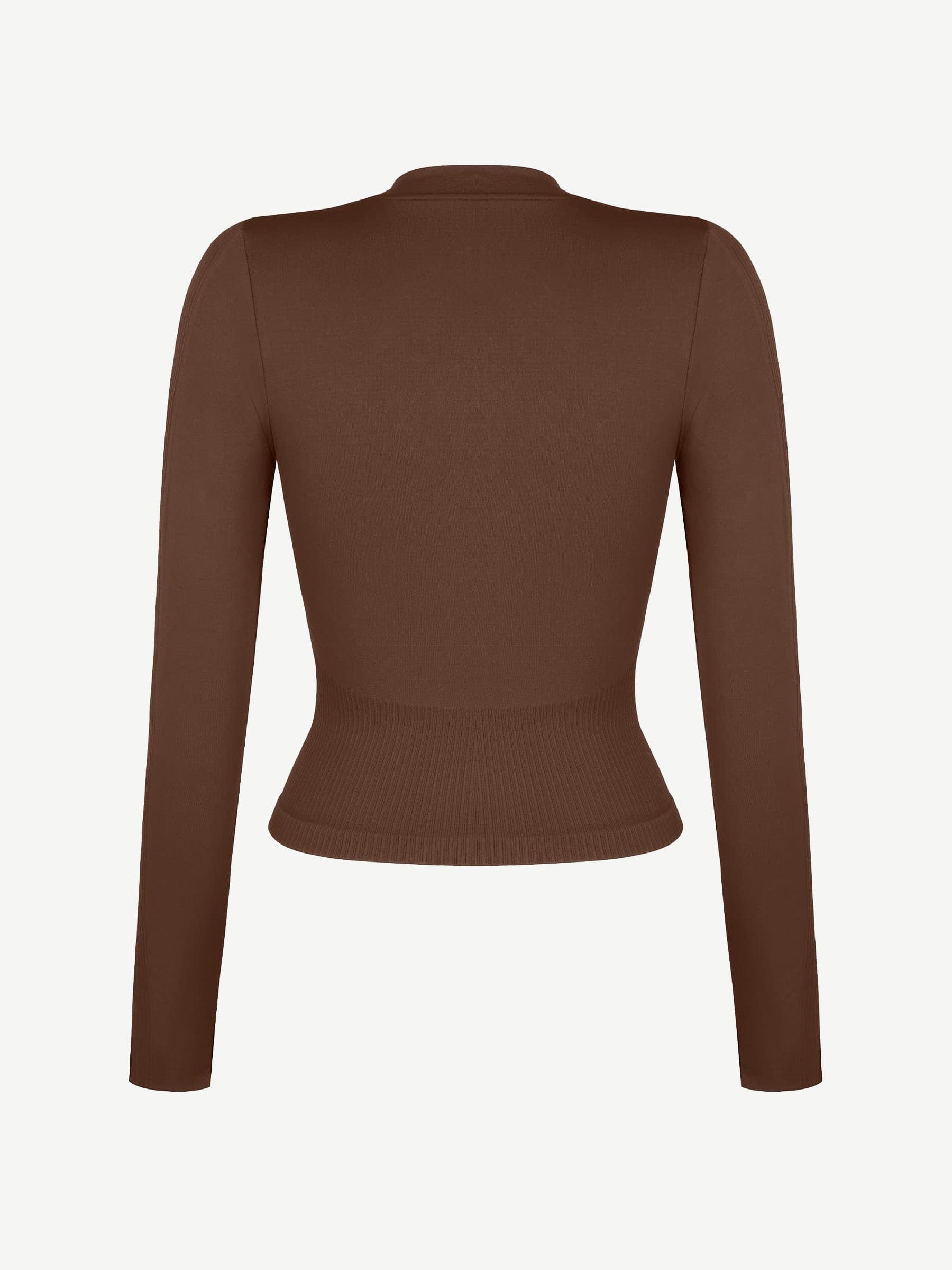 Seamless Full Zipper Running Top with Thumb Holes