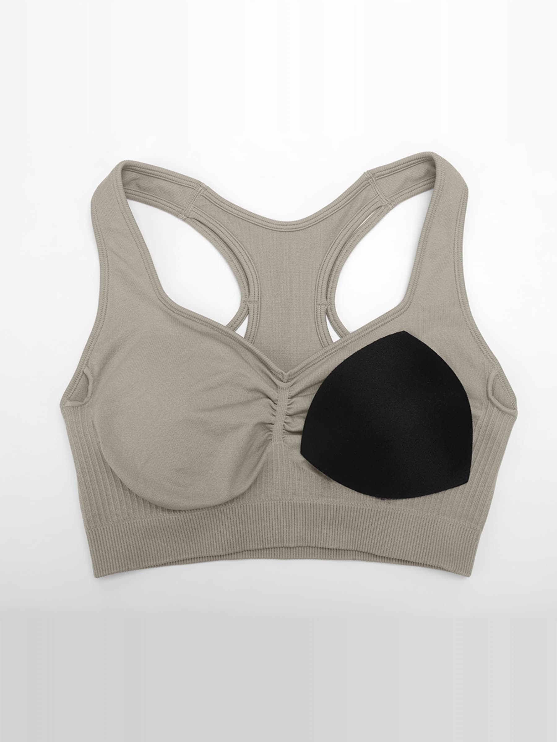Seamless Bust Support Racerback Sports Bra with Removable Cups