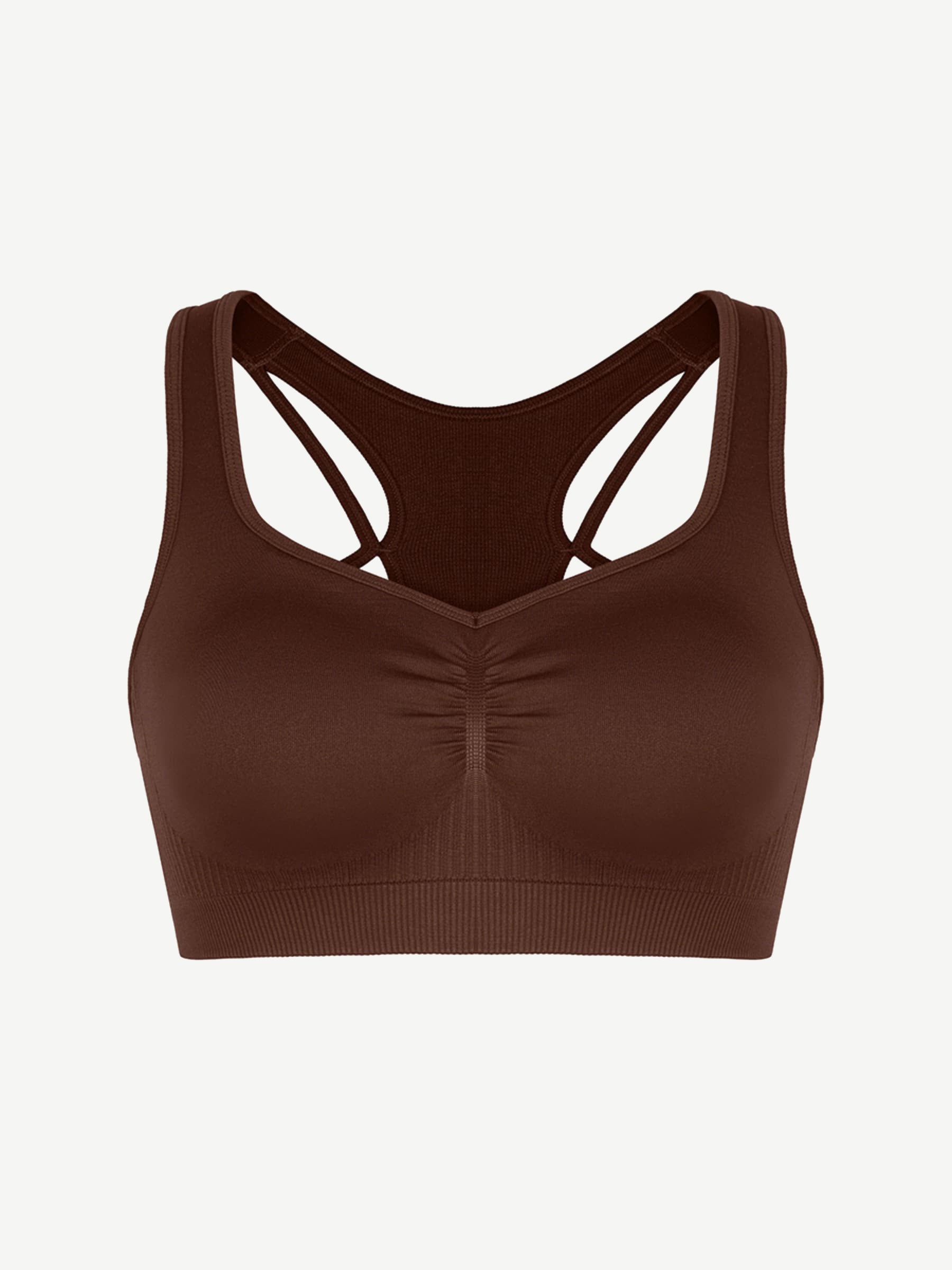 Seamless Bust Support Racerback Sports Bra with Removable Cups