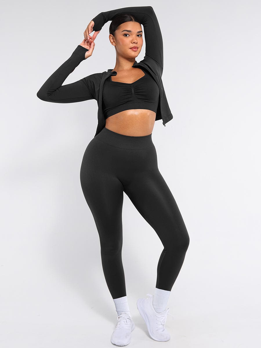Seamless Bust Support Racerback Sports Bra with Removable Cups