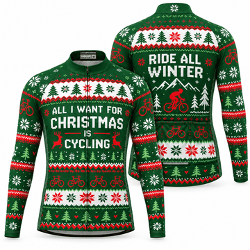 All I Want for Christmas Is Cycling Jersey & Kit Front Back Long Sleeve Jersey