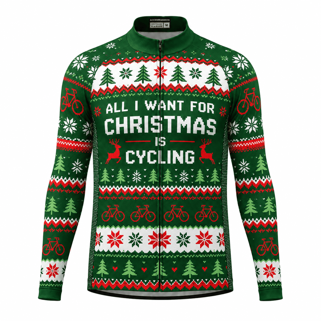 All I Want for Christmas Is Cycling Jersey & Kit Front Back Long Sleeve Jersey