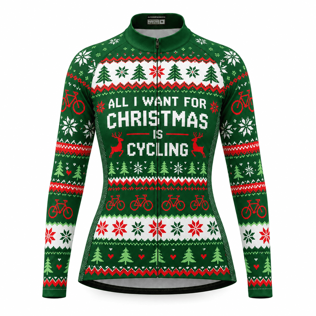 All I Want for Christmas Is Cycling Jersey & Kit Women Long Sleeve Front Jersey