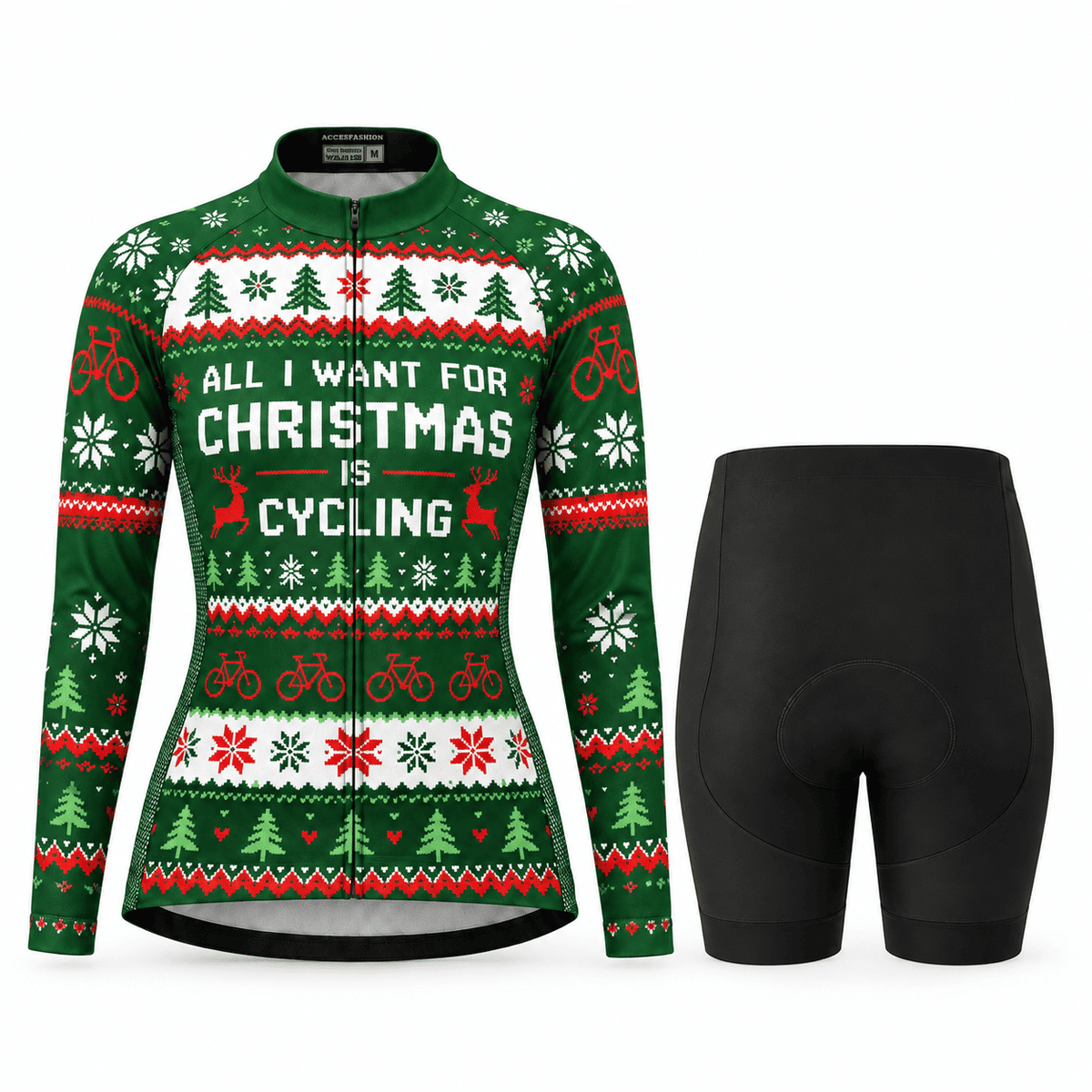 All I Want for Christmas Is Cycling Jersey & Kit Women Long Sleeve Shorts Kit