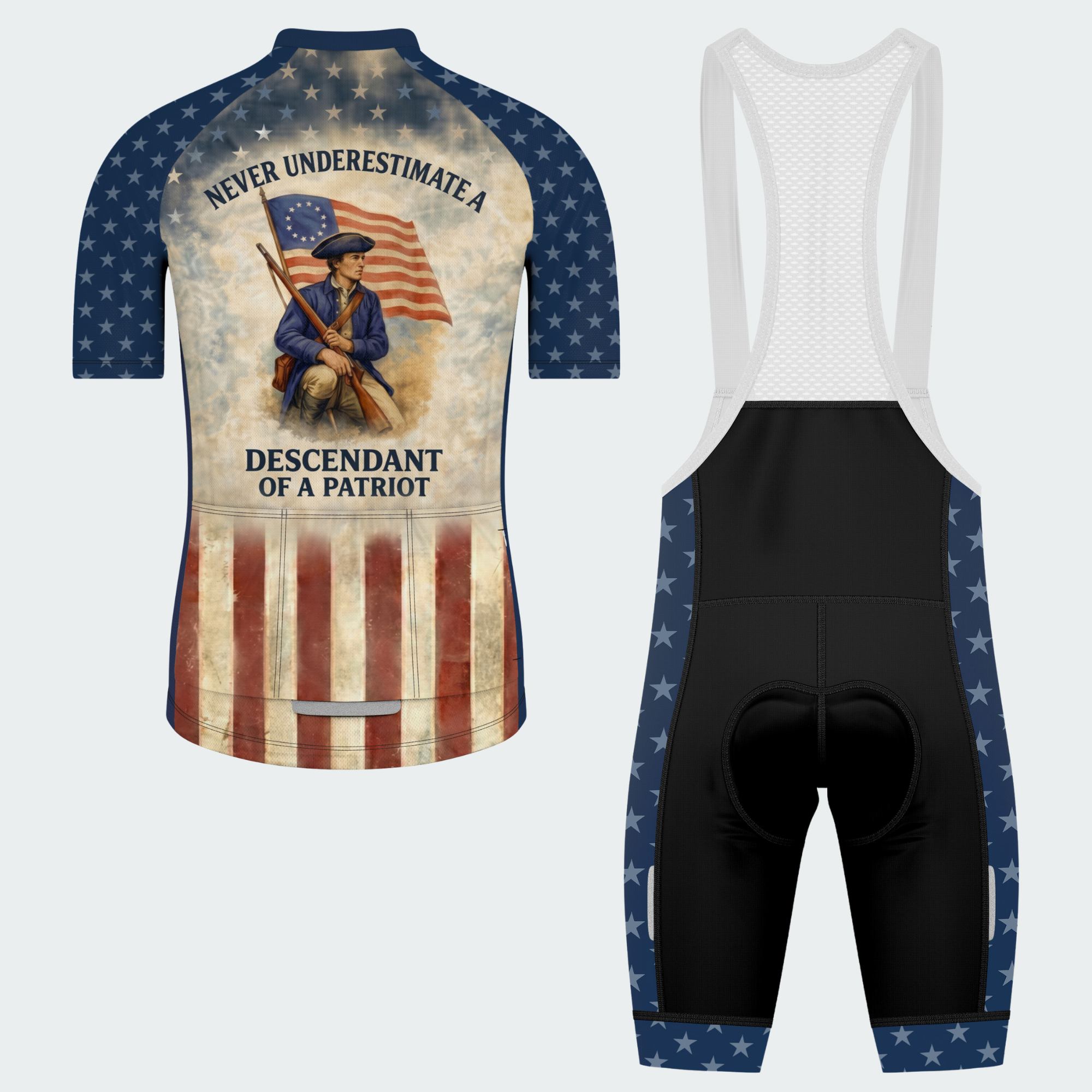 Men’s American Pride Descendant of a Patriot Heritage Regular Fit Custom Cycling Jersey & Kit