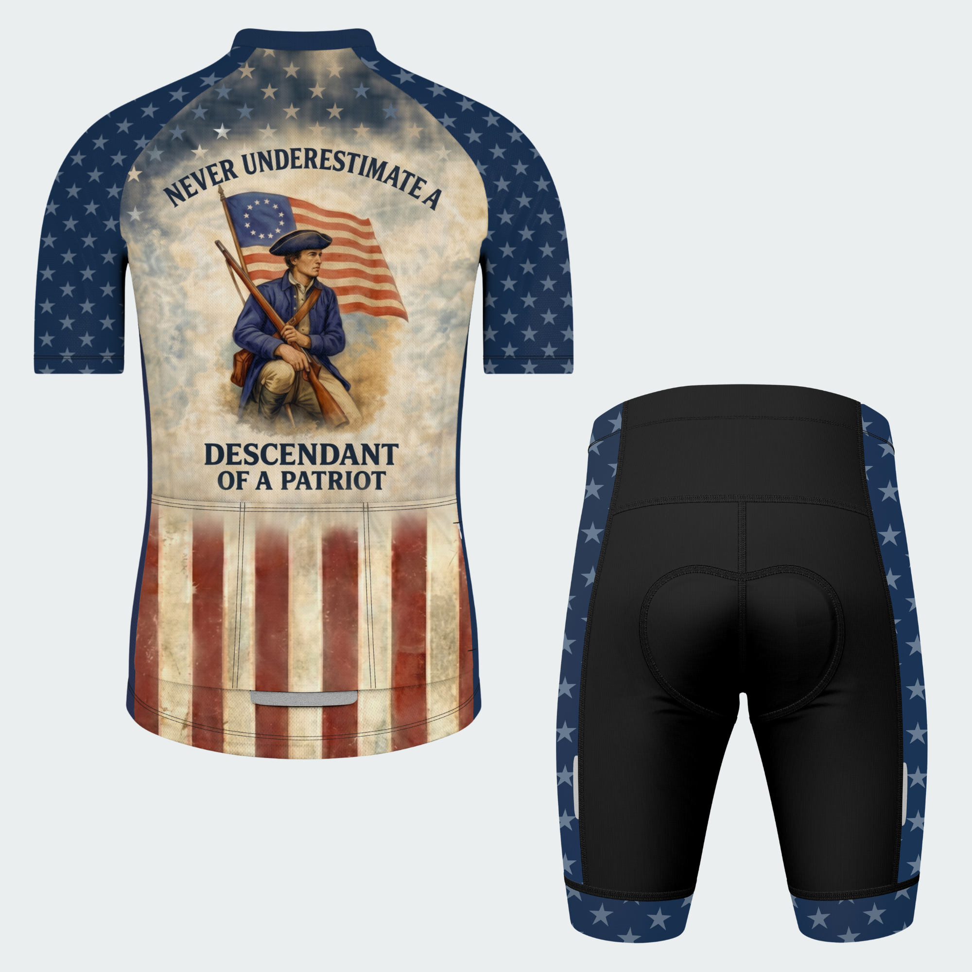 Men’s American Pride Descendant of a Patriot Heritage Regular Fit Custom Cycling Jersey & Kit