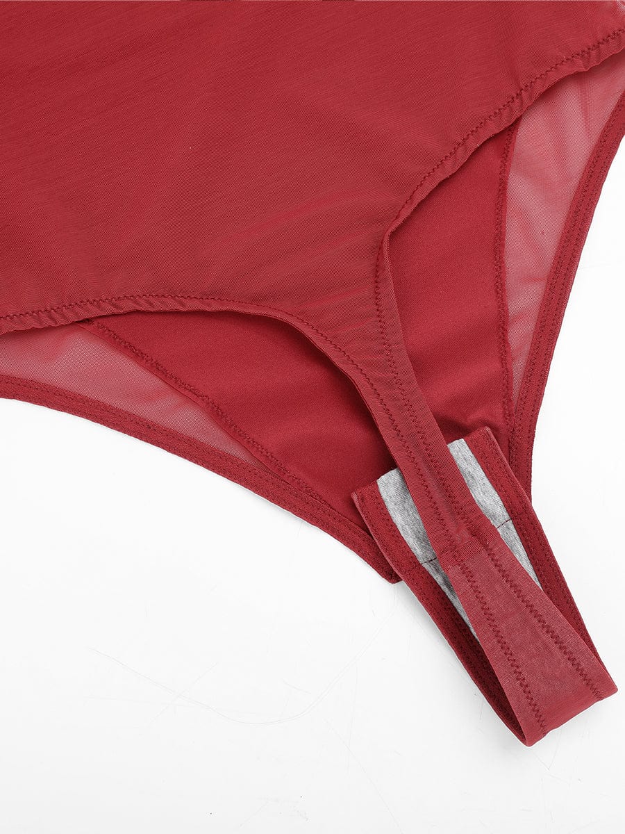 Sheer Mesh Slip Shapewear Tummy Control Thong Bodysuit