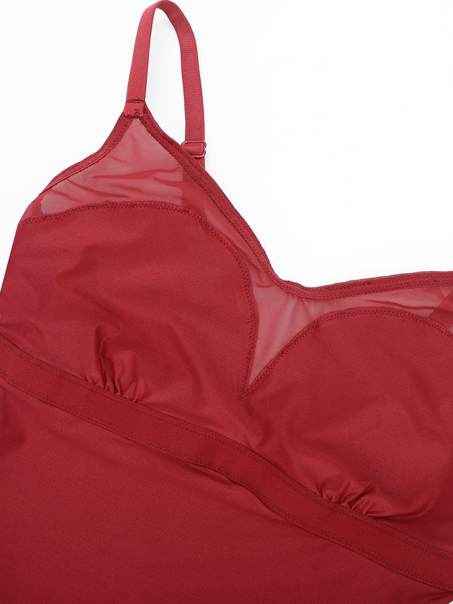 Sheer Mesh Slip Shapewear Tummy Control Thong Bodysuit