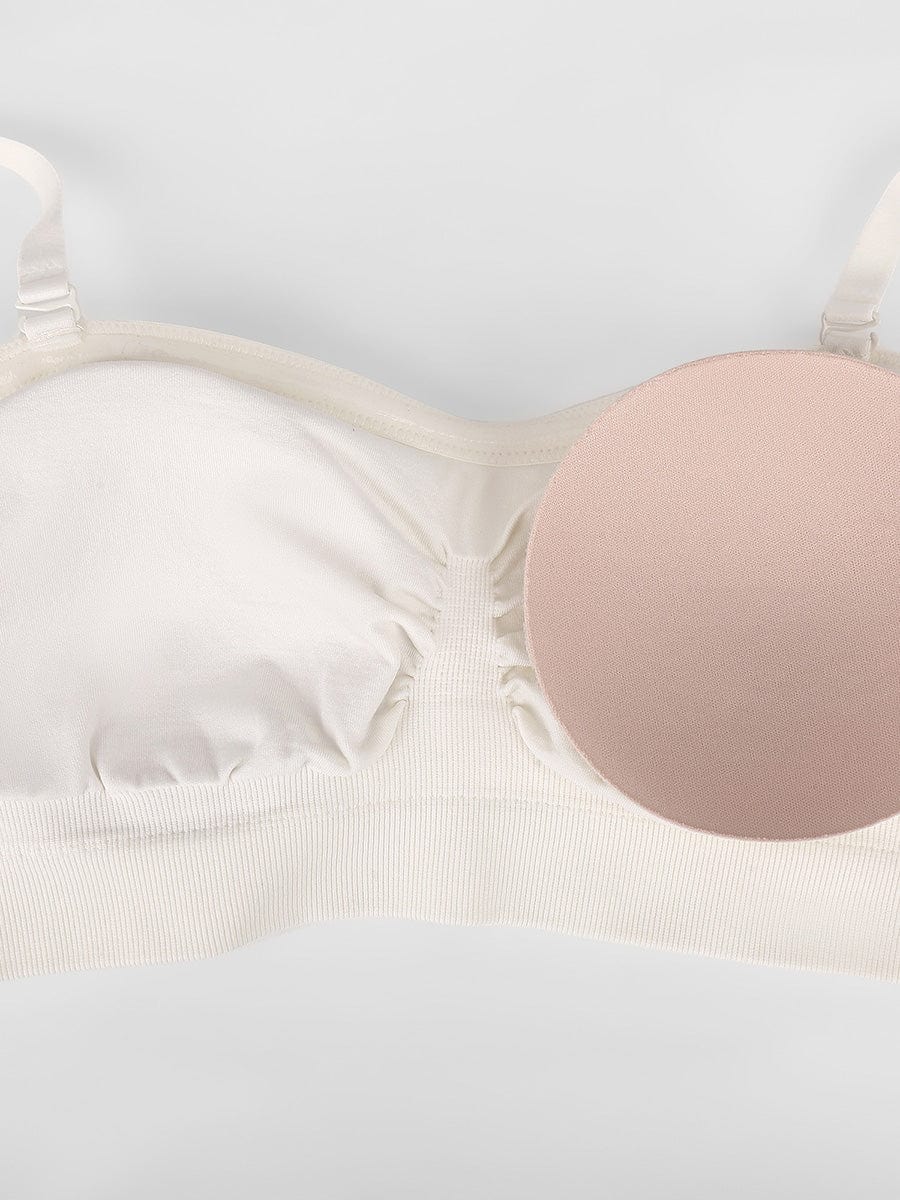 Seamless Strapless Wireless Breast Support Bra with Removable Cup Pad