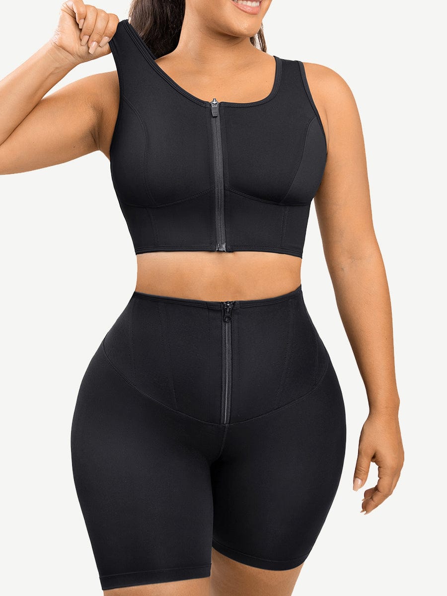 Zipper Sports Shockproof Bra Crop With Four steel Boning