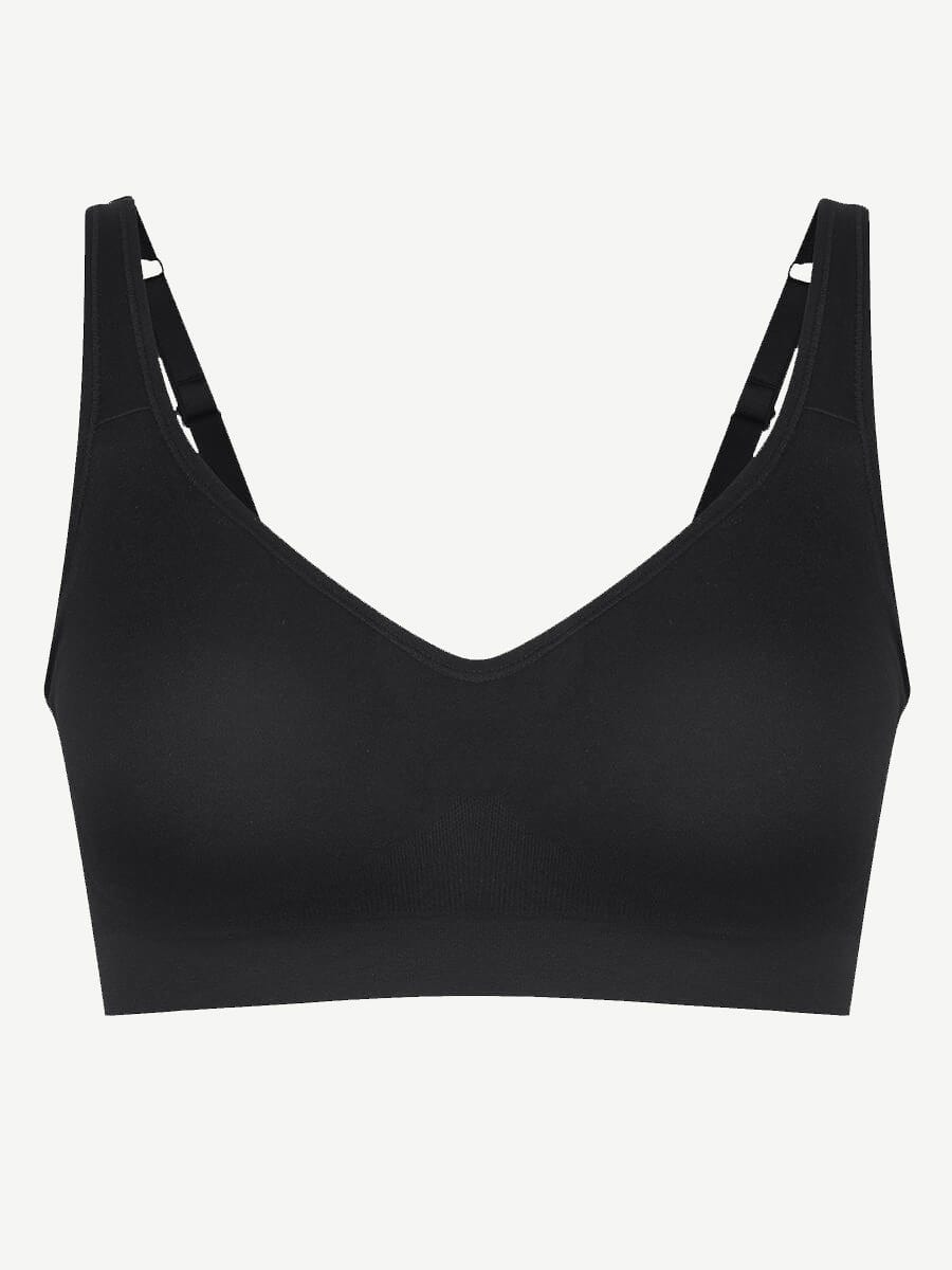 Wireless Seamless Bust Support Wide Shoulder Straps Shapewear Bra